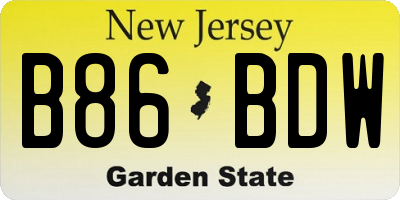 NJ license plate B86BDW