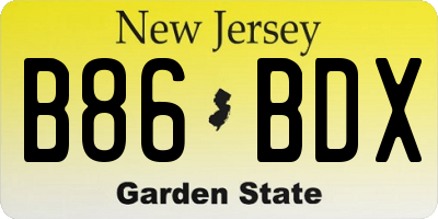 NJ license plate B86BDX