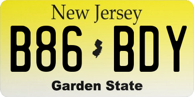 NJ license plate B86BDY