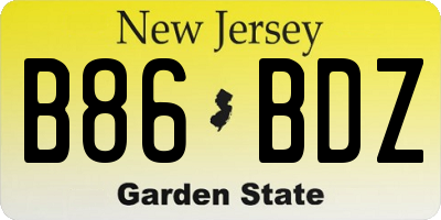 NJ license plate B86BDZ