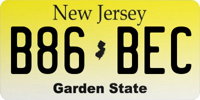 NJ license plate B86BEC