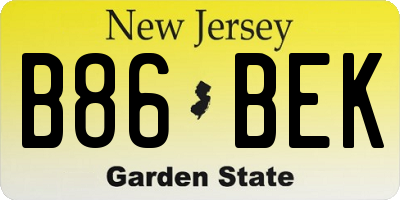 NJ license plate B86BEK
