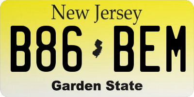 NJ license plate B86BEM