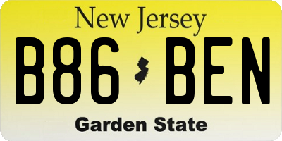 NJ license plate B86BEN