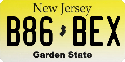 NJ license plate B86BEX