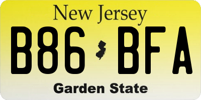 NJ license plate B86BFA