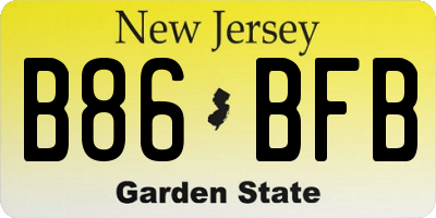 NJ license plate B86BFB