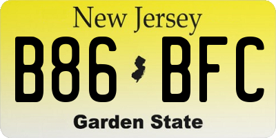 NJ license plate B86BFC