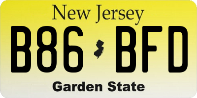 NJ license plate B86BFD