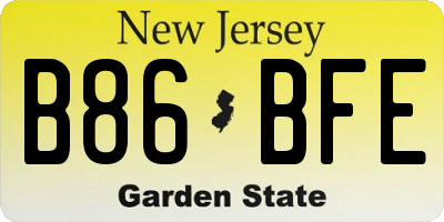 NJ license plate B86BFE