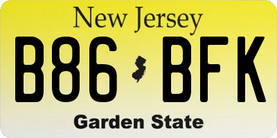 NJ license plate B86BFK