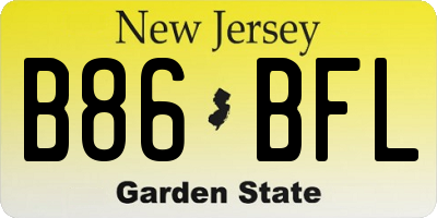 NJ license plate B86BFL