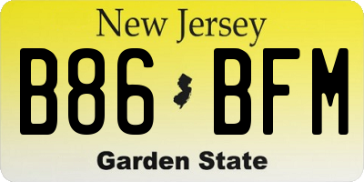 NJ license plate B86BFM