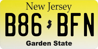 NJ license plate B86BFN