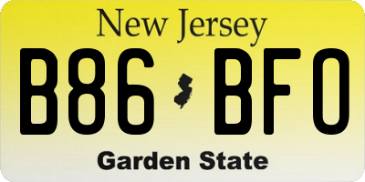 NJ license plate B86BFO