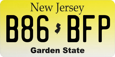 NJ license plate B86BFP