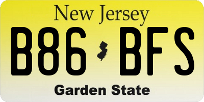 NJ license plate B86BFS