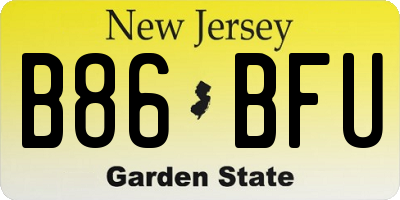 NJ license plate B86BFU