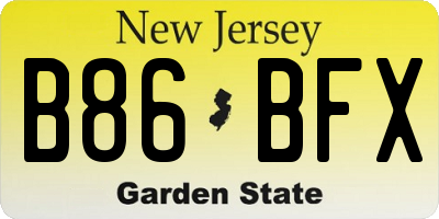 NJ license plate B86BFX