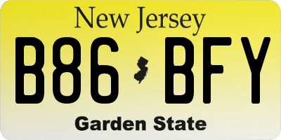 NJ license plate B86BFY