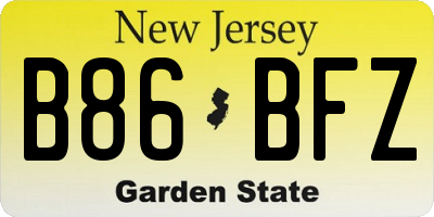 NJ license plate B86BFZ