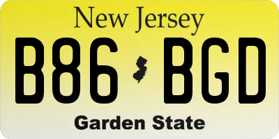 NJ license plate B86BGD