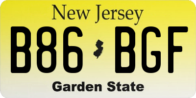 NJ license plate B86BGF