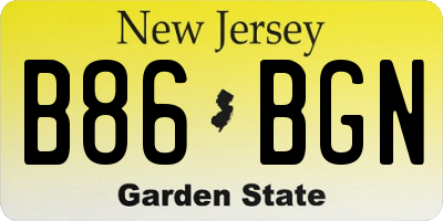 NJ license plate B86BGN