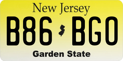 NJ license plate B86BGO