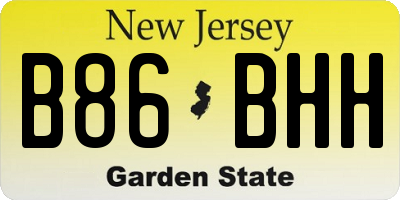 NJ license plate B86BHH