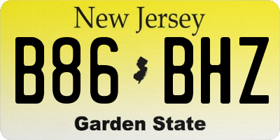 NJ license plate B86BHZ