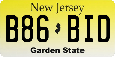 NJ license plate B86BID