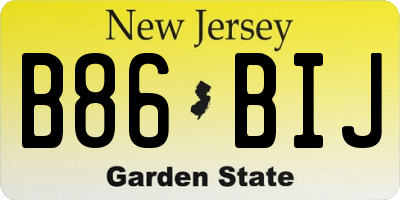 NJ license plate B86BIJ
