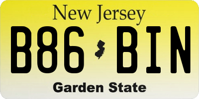 NJ license plate B86BIN