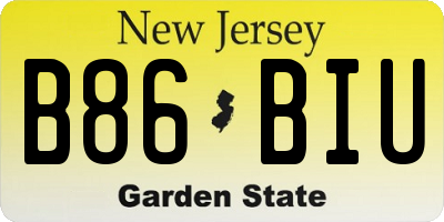 NJ license plate B86BIU