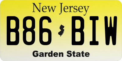 NJ license plate B86BIW