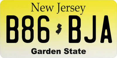 NJ license plate B86BJA