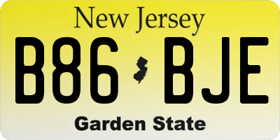 NJ license plate B86BJE