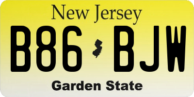 NJ license plate B86BJW
