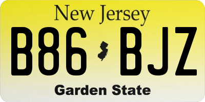 NJ license plate B86BJZ