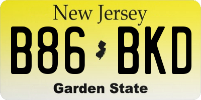 NJ license plate B86BKD