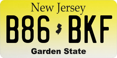 NJ license plate B86BKF
