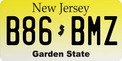 NJ license plate B86BMZ