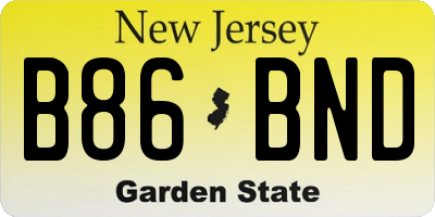 NJ license plate B86BND