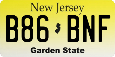 NJ license plate B86BNF