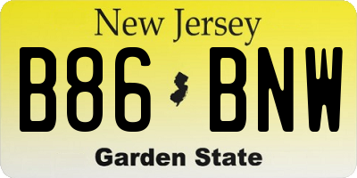 NJ license plate B86BNW
