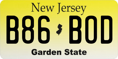 NJ license plate B86BOD