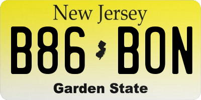 NJ license plate B86BON