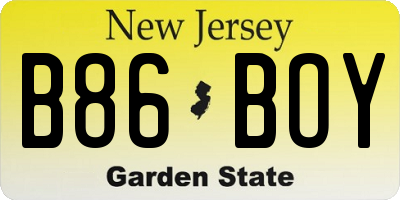 NJ license plate B86BOY