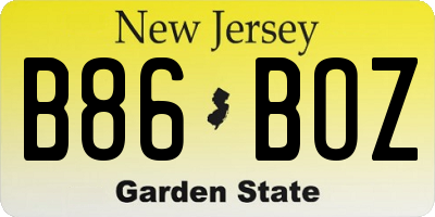 NJ license plate B86BOZ